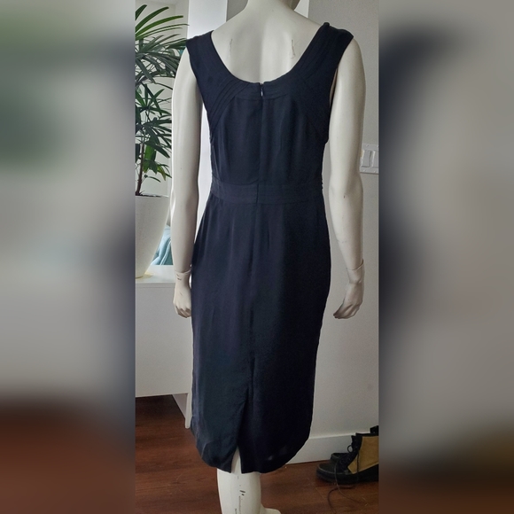 Black Silk Dress with Pleat Details - Picture 4 of 11